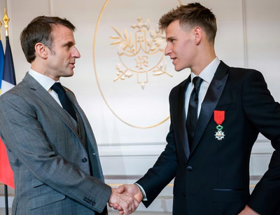 President Emmanuel Macron and Fabio Quartararo