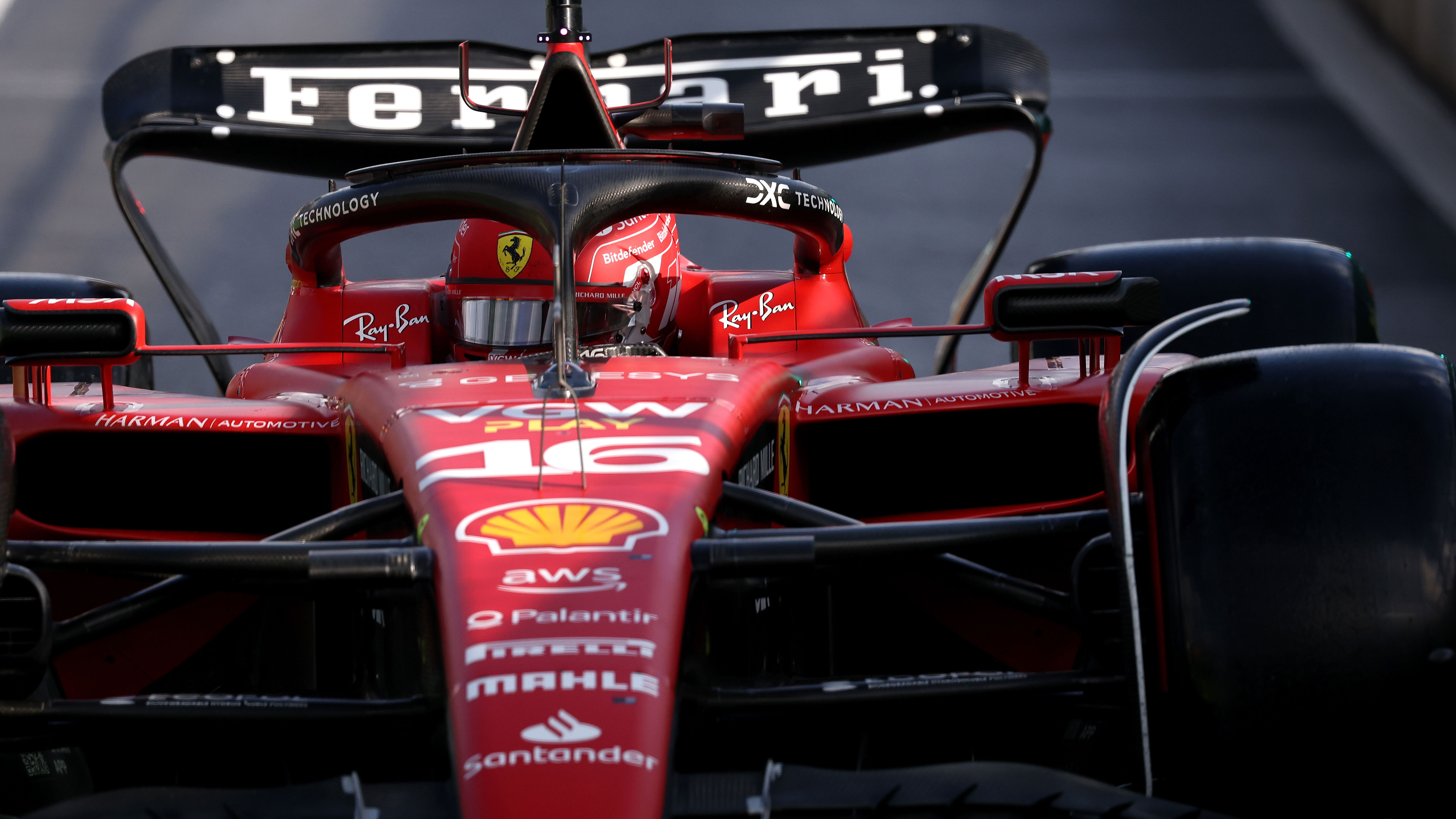 Charles Leclerc in the pit lane at the 2023 Belgian Grand Prix.