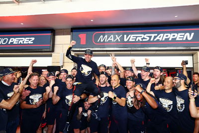 Max Verstappen celebrates his third F1 world championship with Red Bull.