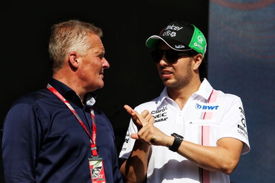 Johnny Herbert talking to Sergio Perez.