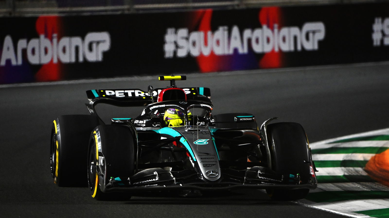 Lewis Hamilton on track in FP2 for the Saudi Arabian Grand Prix