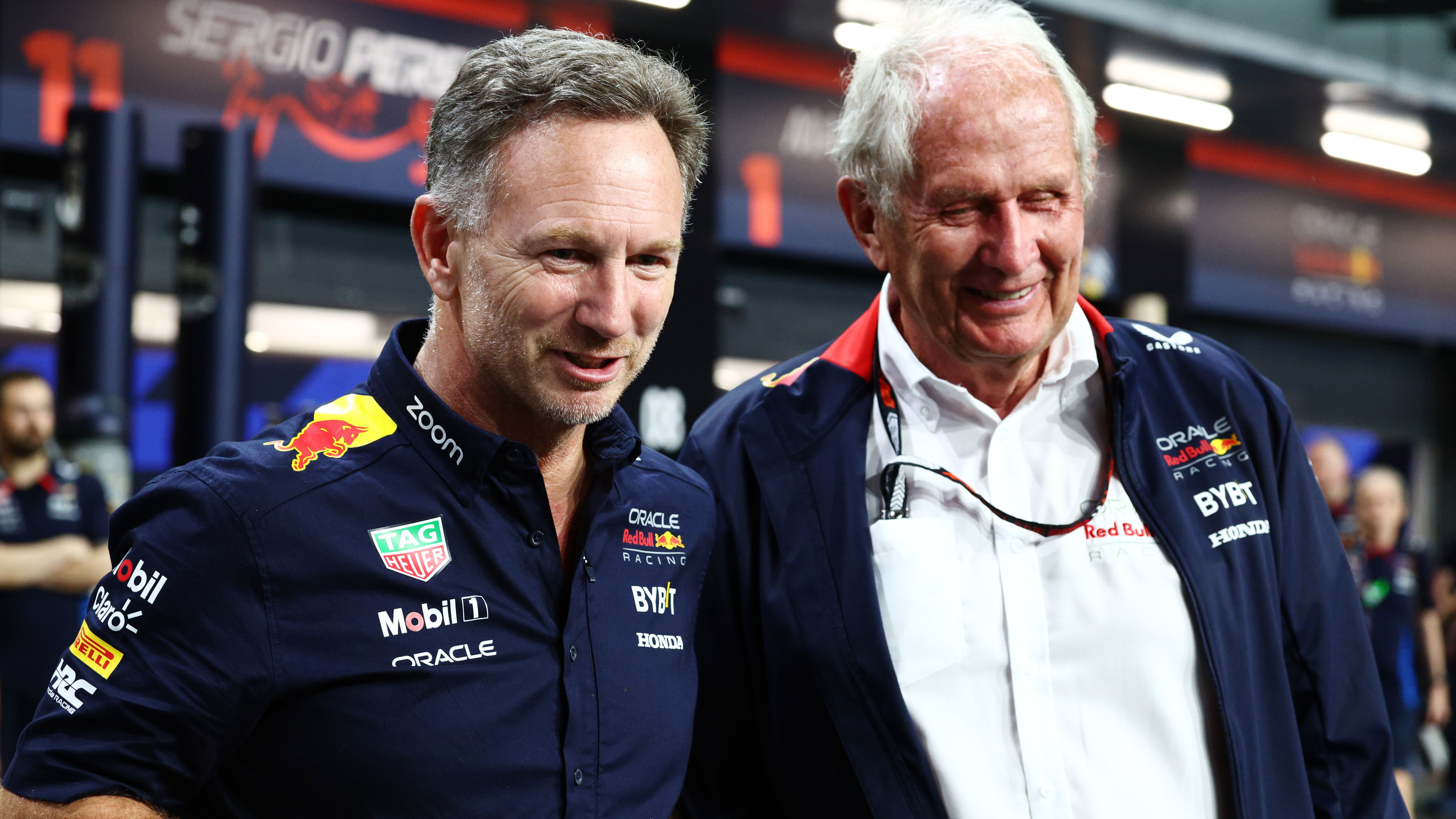 Red Bull F1 boss Christian Horner and motorsport advisor Helmut Marko 