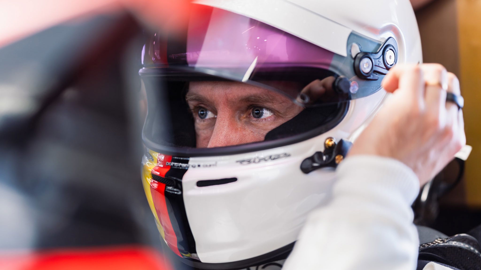 Sebastian Vettel during a recent Porsche WEC test 