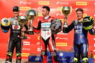 Glenn Irwin BSB, 2024, Oulton Park, Race 1, podium with Christian Iddon and Kyle Ryde