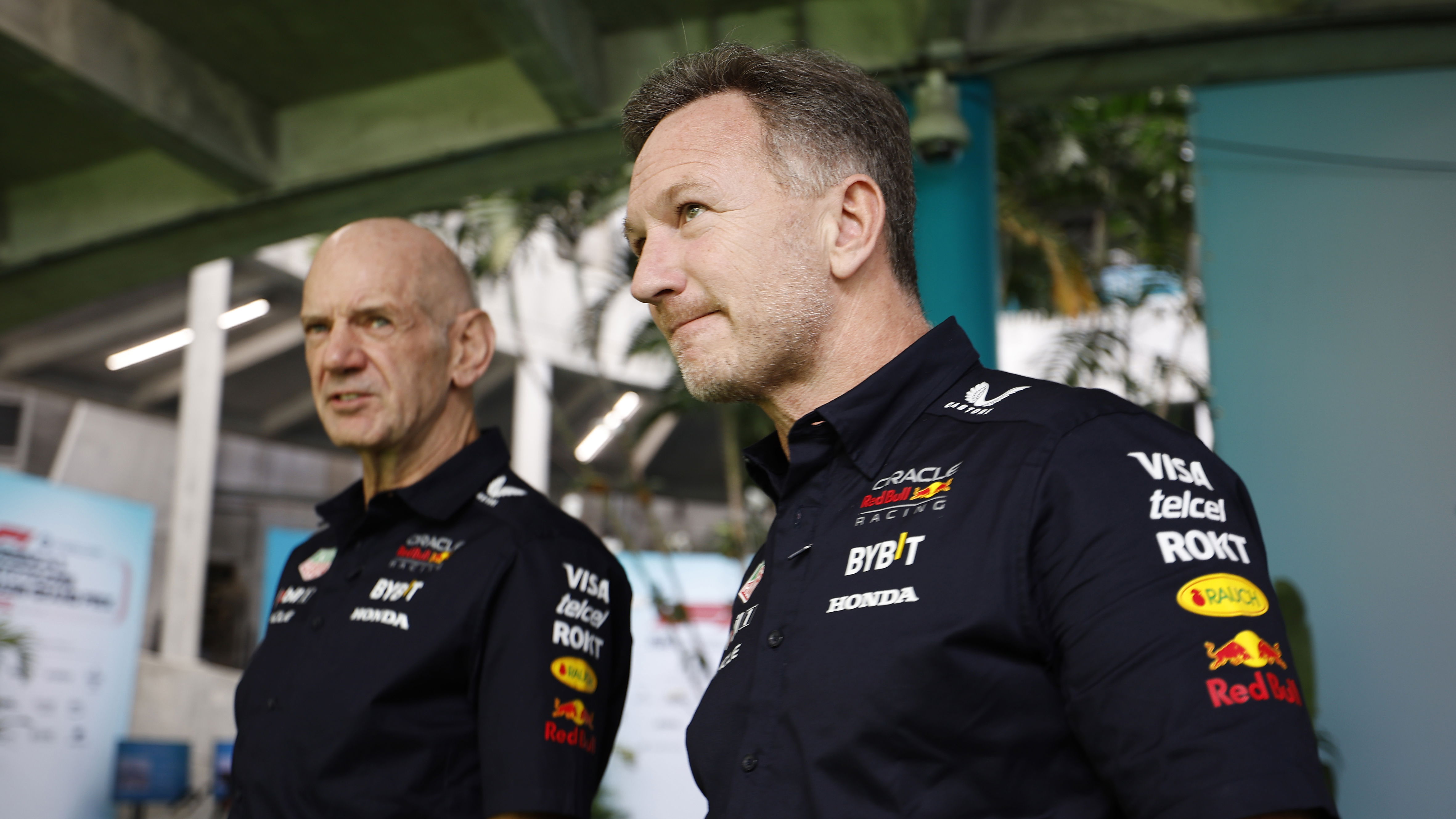 Adrian Newey and Christian Horner at the Miami Grand Prix