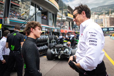 Kimi Antonelli and Toto Wolff in the Monaco F1 paddock