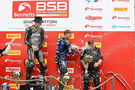 Kyle Ryde, Storm Stacey and Lewis Rollo, Race one podium, Snetterton, BSB, 2024, 6 July 