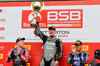 Stacey on podium race one, Snetterton, Race one, 2024, 6 July