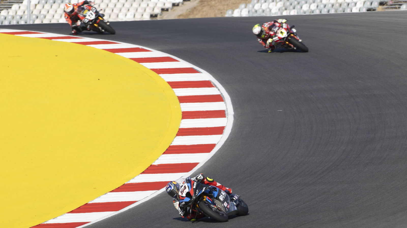 Toprak Razgatlioglu, Alvaro Bautista, Danilo Petrucci, 2024 Portuguese WorldSBK. - Gold and Goose.