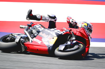 Pedro Acosta, 2024 MotoGP Austrian Grand Prix, first FP1 crash. Credit: Gold and Goose.