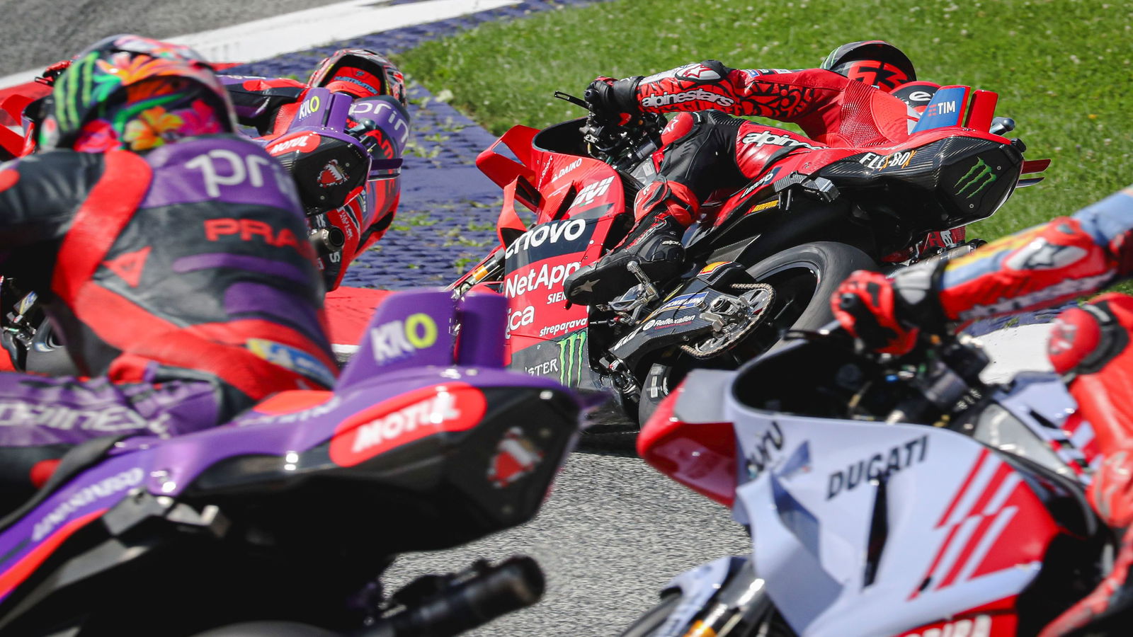Martin, Bagnaia, Morbidelli, Marquez, 2024 Austrian MotoGP start