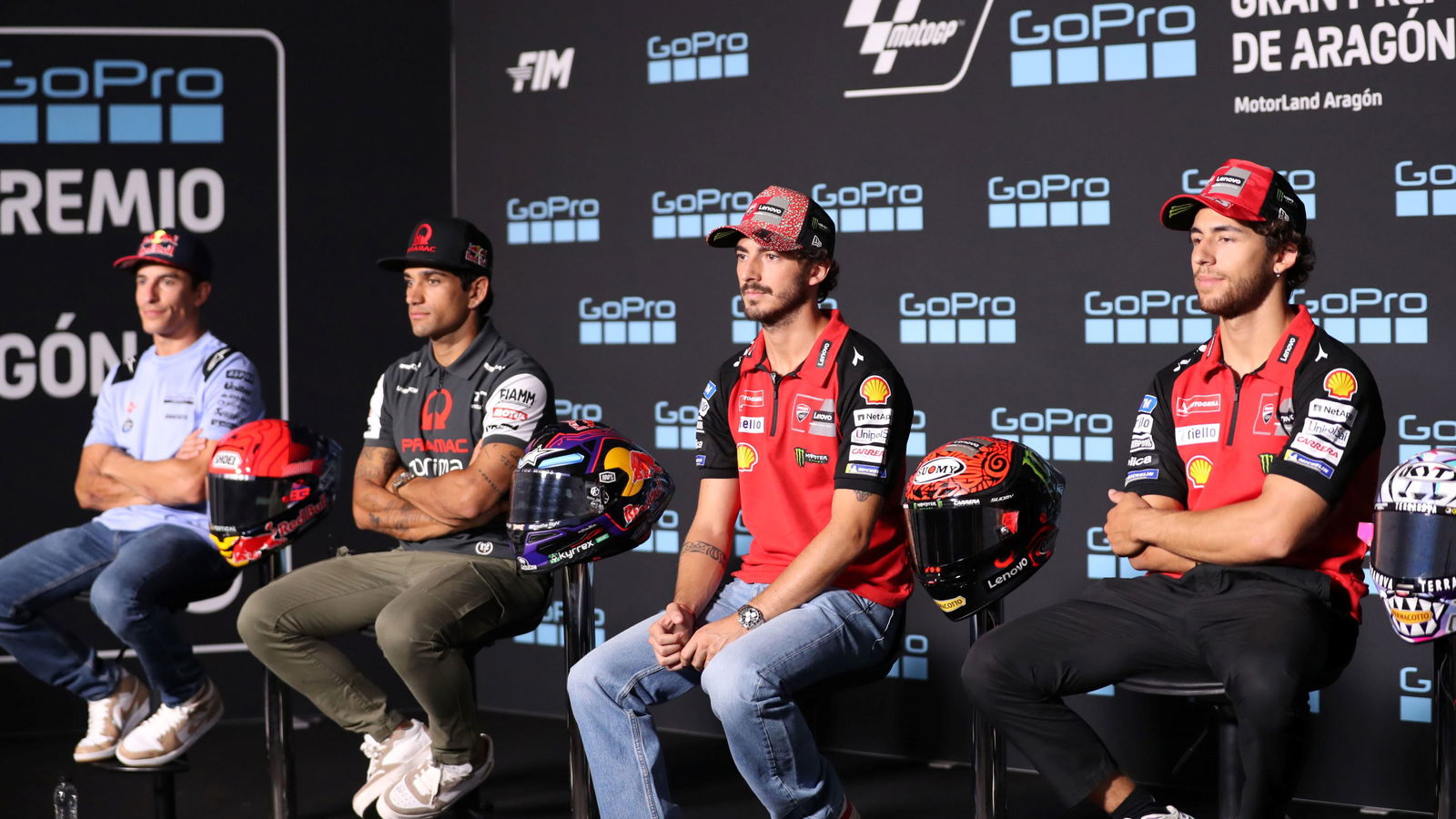 Marc Marquez, Jorge Martin, Francesco Bagnaia, Enea Bastianini, 2024 Aragon MotoGP
