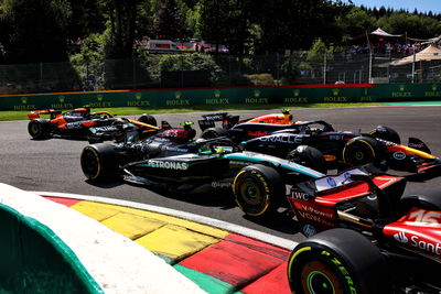 The opening lap at the Belgian Grand Prix