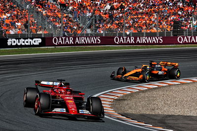 Charles Leclerc fended off Oscar Piastri to claim third