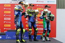 Kyle Ryde, Vickers, O'Halloran, on podium, BSB, 2024,Thruxton, Race One, 10 August