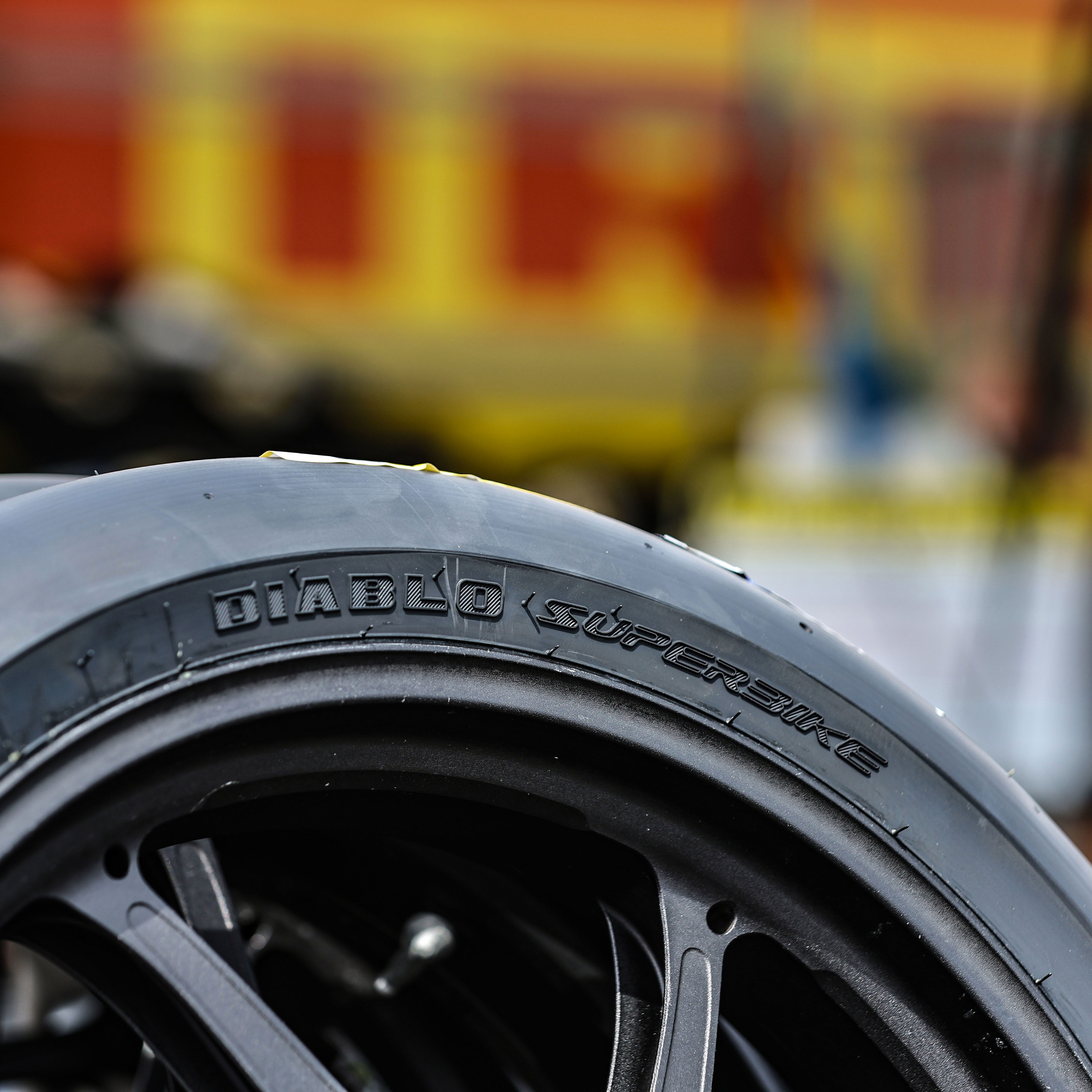 Pirelli WorldSBK tyre at 2024 Czech WorldSBK. Credit: Gold and Goose.