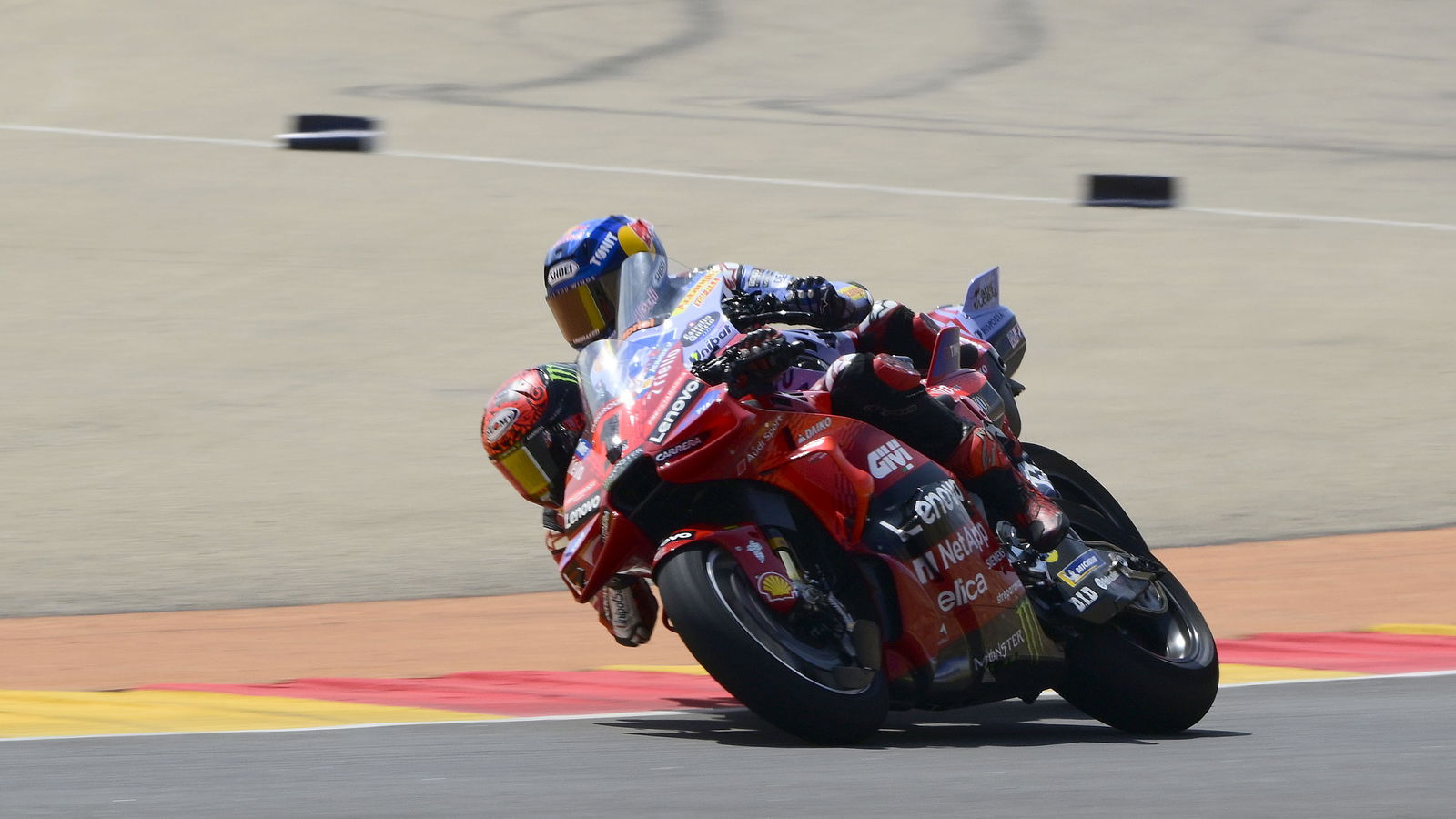 Francesco Bagnaia, Alex Marquez, 2024 MotoGP Aragon Grand Prix. Credit: Gold and Goose.