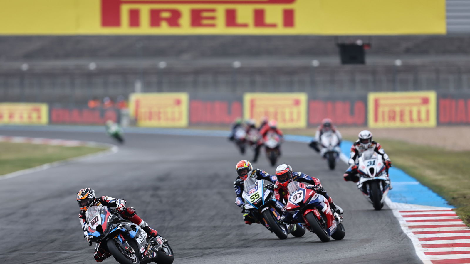 Michael van der Mark leads Xavi Vierge, 2024 French WorldSBK. Credit: Gold and Goose.
