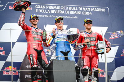 Marc Marquez, Francesco Bagnaia, Enea Bastianini, San Marino podium