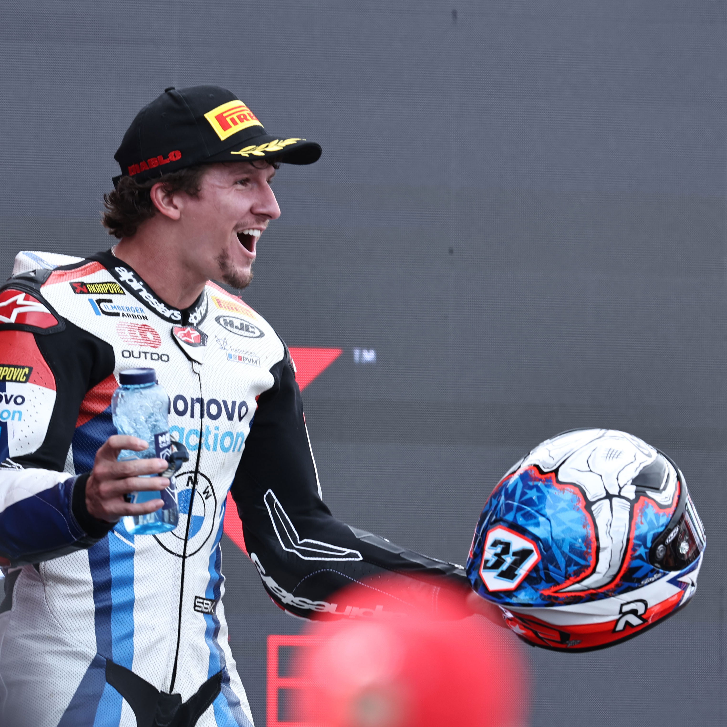 Garrett Gerloff, 2024 French WorldSBK, podium. Credit: Gold and Goose.