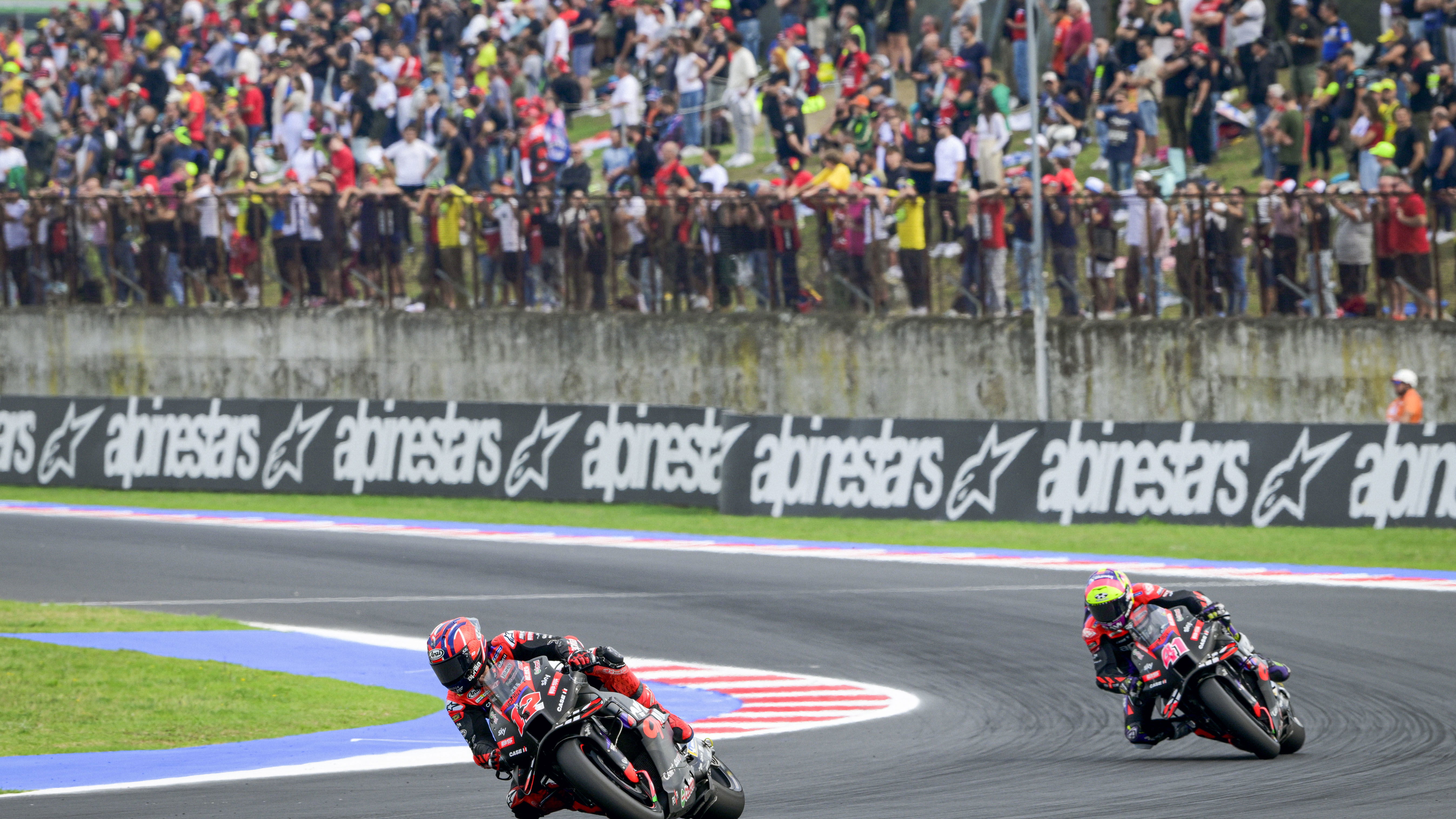 Maverick Vinales, Aleix Espargaro, 2024 MotoGP Emilia-Romagna Grand Prix. - Gold and Goose.