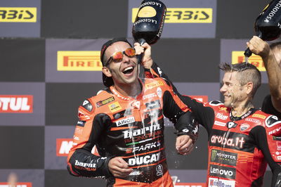 Danilo Petrucci, Alvaro Bautista, 2024 Italian WorldSBK, podium. - Gold and Goose.