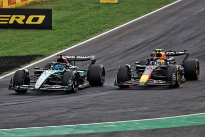 George Russell and Sergio Perez do battle at Monza