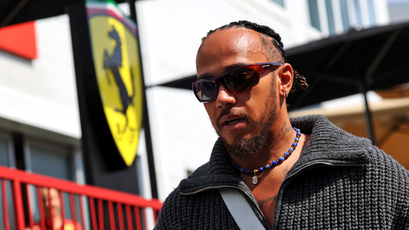 Lewis Hamilton arrives in the Baku paddock 
