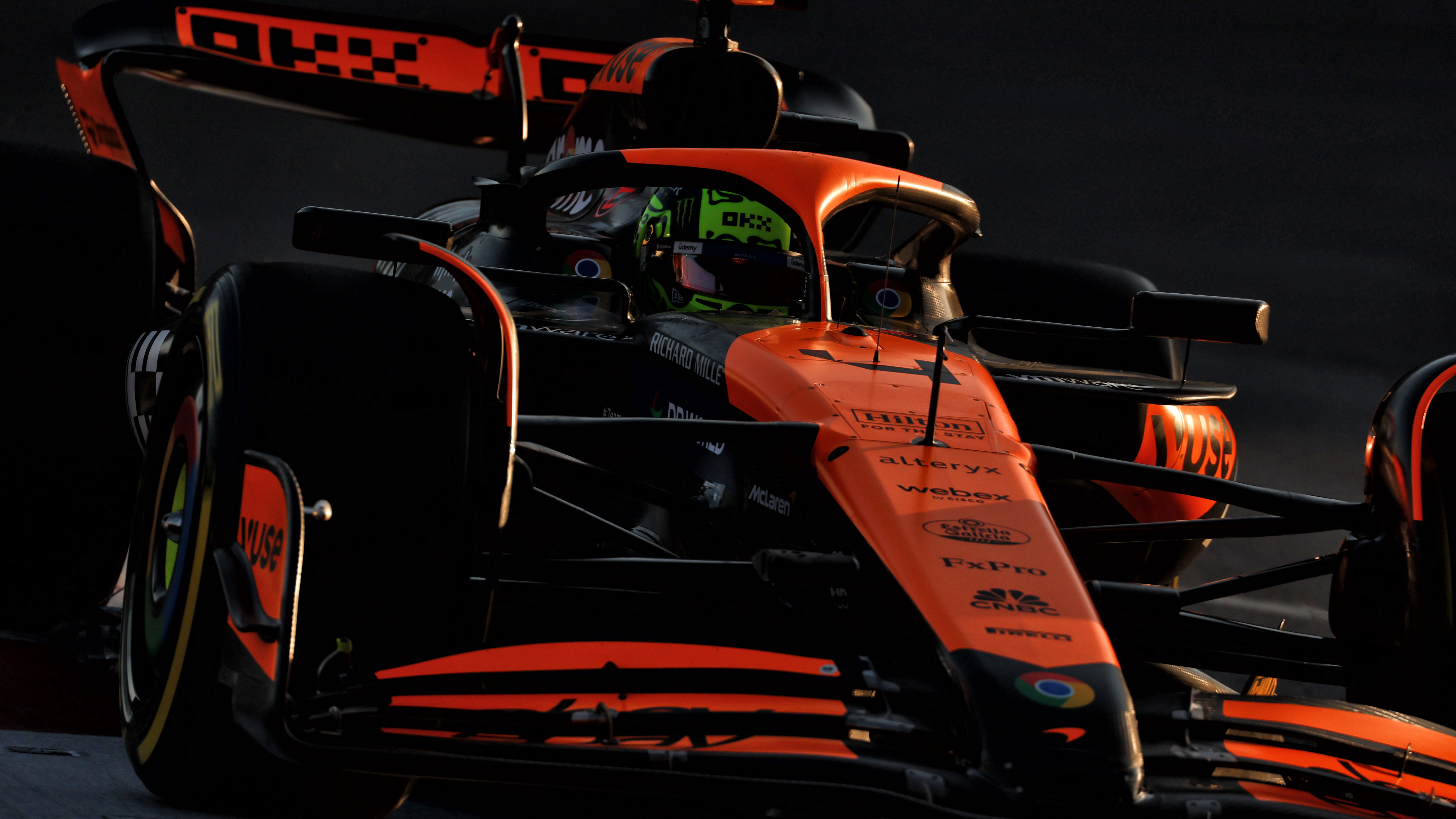 Lando Norris on track in Baku 