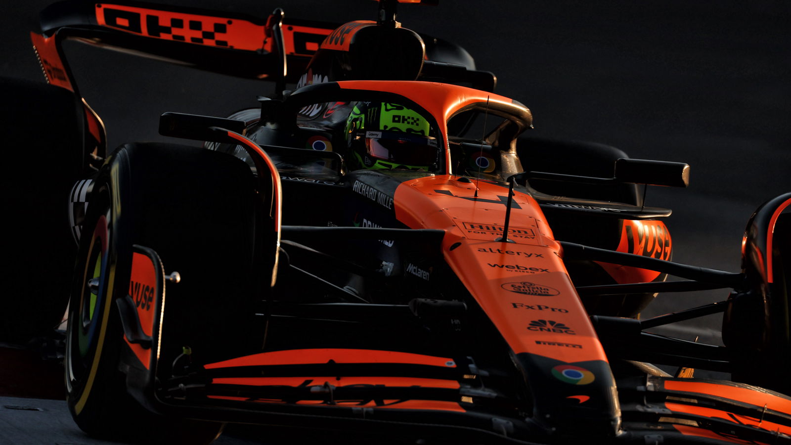 Lando Norris on track in Baku 