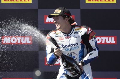 Garrett Gerloff, 2024 Aragon WorldSBK, podium. Credit: Gold and Goose.