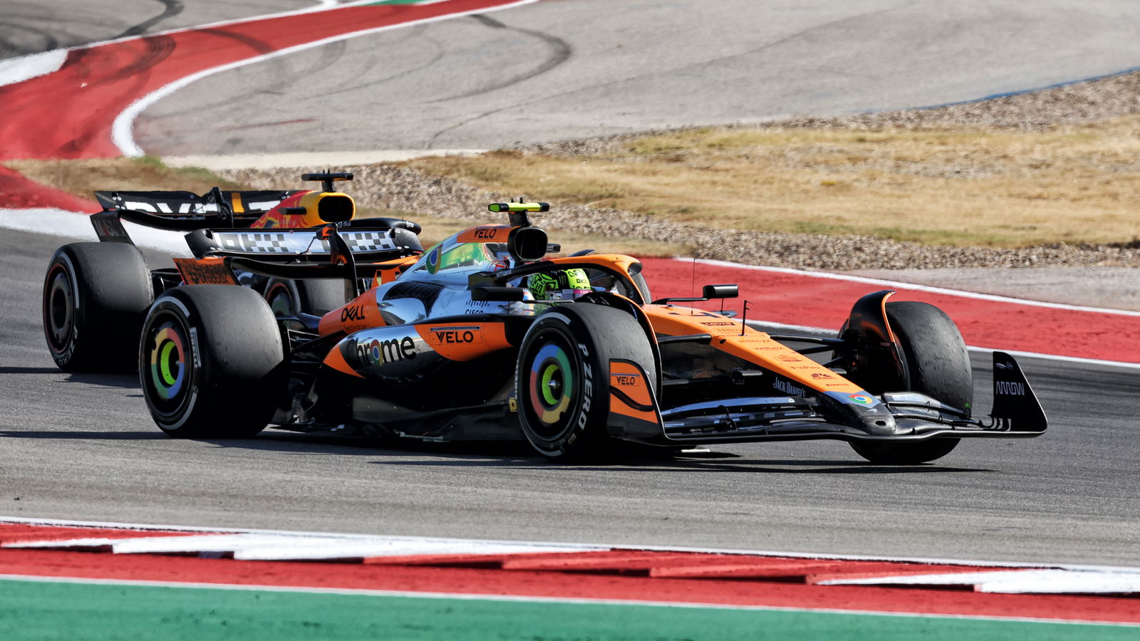 Lando Norris ahead of Max Verstappen