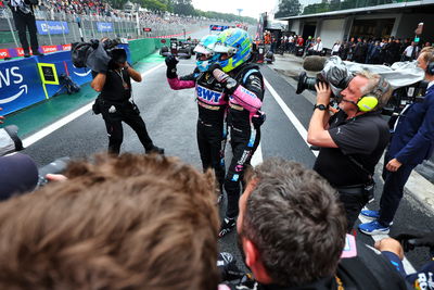 Alpine pair Esteban Ocon and Pierre Gasly celebrate incredible double podium