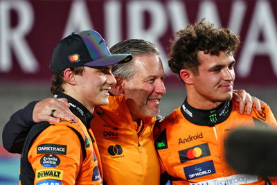 Oscar Piastri, Zak Brown and Lando Norris