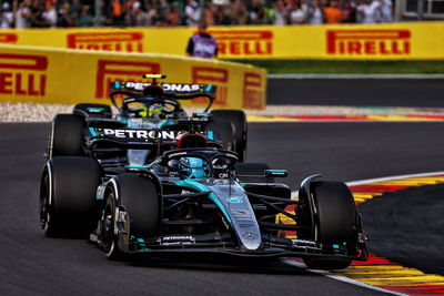 George Russell leads Lewis Hamilton