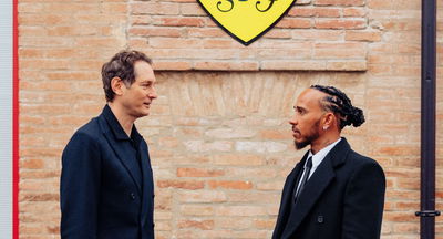 Ferrari chairman John Elkann and Lewis Hamilton 