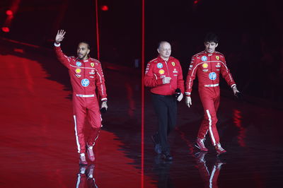 Lewis Hamilton, Fred Vasseur and Charles Leclerc