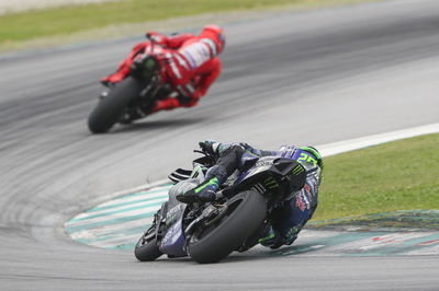 Fabio Quartararo chases Marc Marquez, 2025 MotoGP Sepang Test. Credit: Gold and Goose.