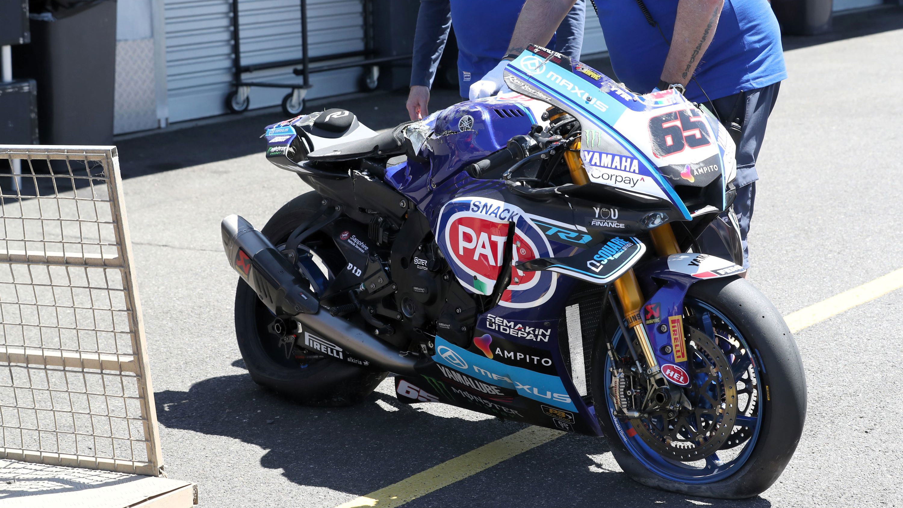 Jonathan Rea's crashed Yamaha, 2025 Phillip Island WorldSBK Test