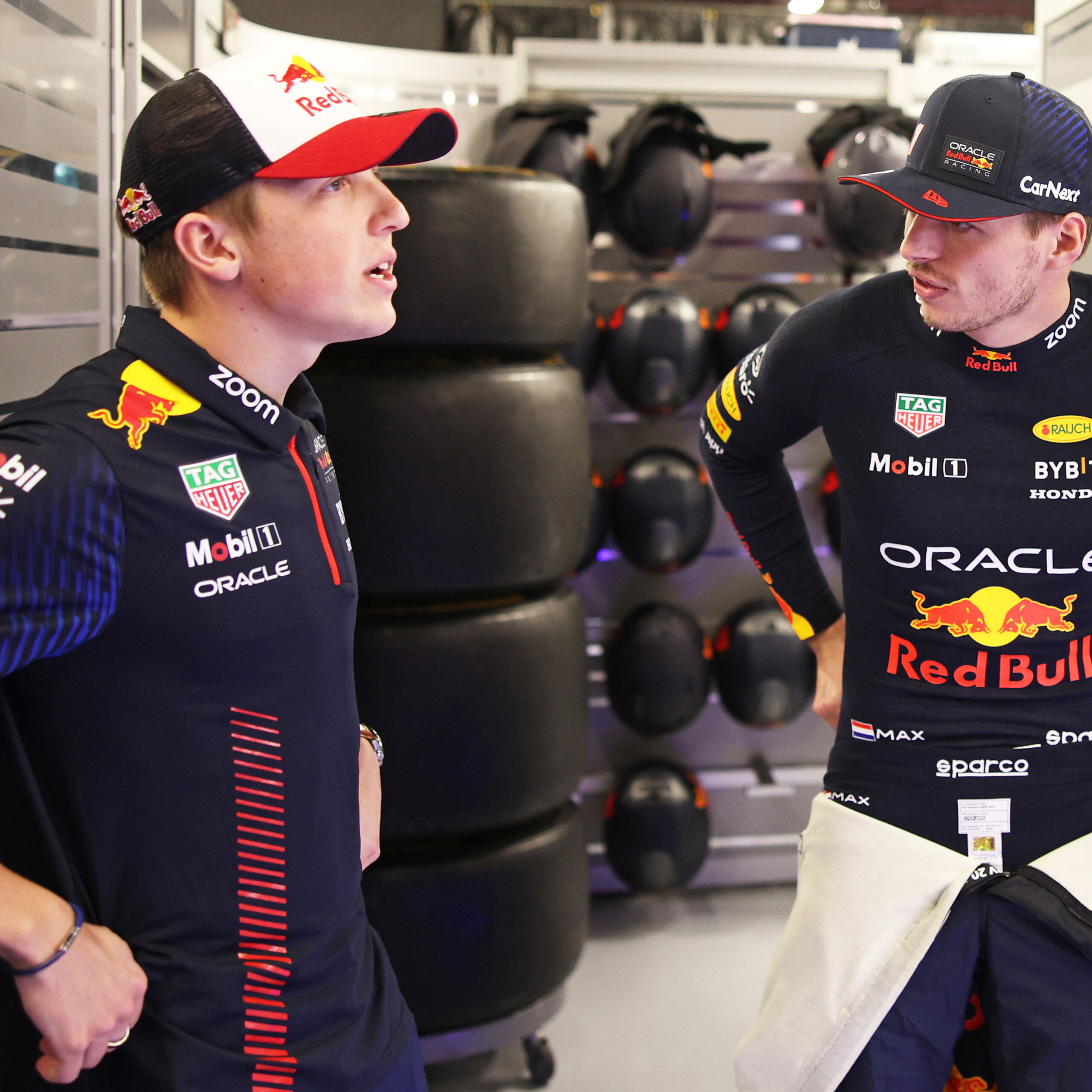 Liam Lawson and Max Verstappen