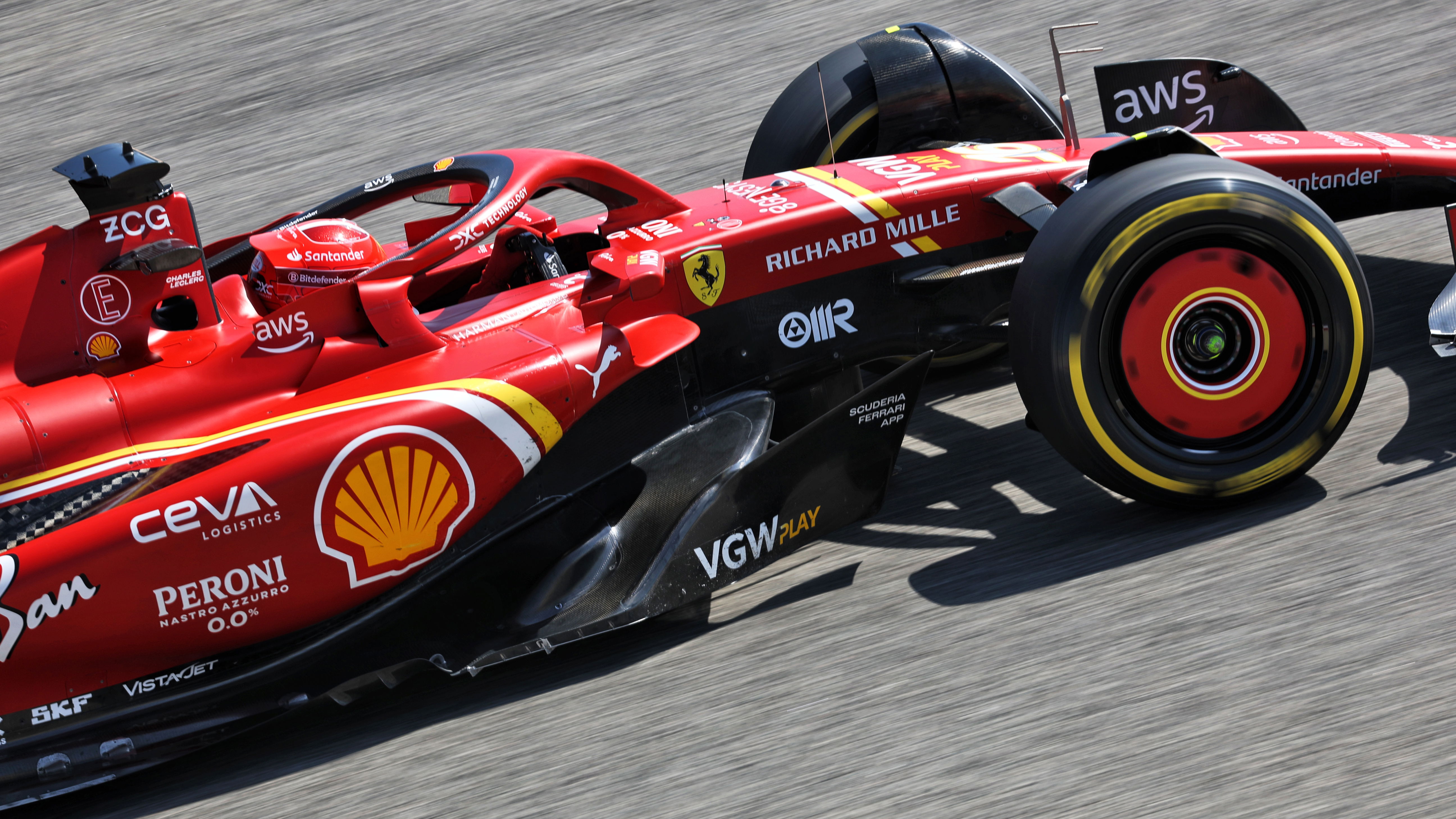 Charles Leclerc driving in pre-season testing last year
