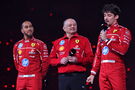 Lewis Hamilton and Charles Leclerc with team boss Fred Vasseur