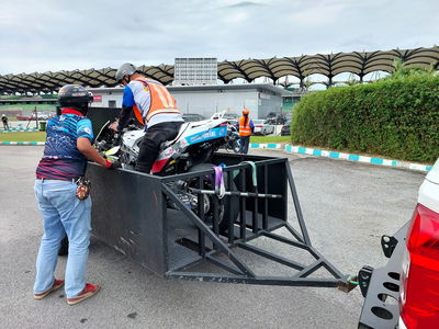 Fabio di Giannantonio's crashed Ducati GP25 on day one of the Sepang MotoGP Test.