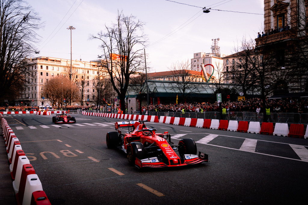Lewis Hamilton and Charles Leclerc took to the streets of Milan 