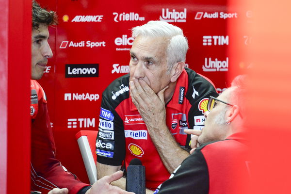 Davide Tardozzi, Marc Marquez, 2025 MotoGP Buriram Test, pit box. Credit: Gold and Goose.