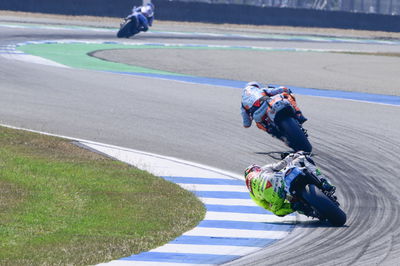 Franco Morbidelli chases Raul Fernandez, 2025 MotoGP Thai Grand Prix. Credit: Gold and Goose.