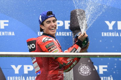 Marc Marquez, 2025 MotoGP Argentinian Grand Prix, podium. Credit: Gold and Goose.