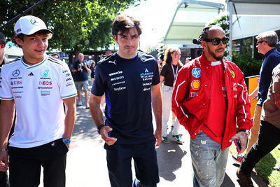 Kimi Antonelli alongside Alex Albon and Lewis Hamilton