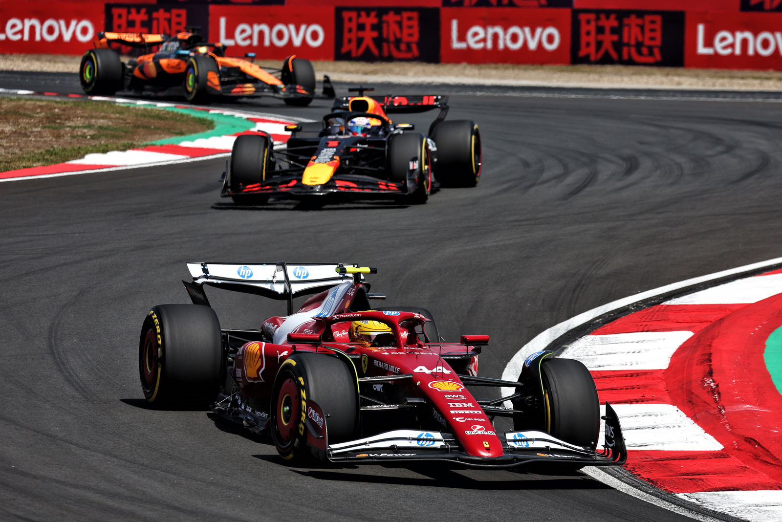 Lewis Hamilton leads
