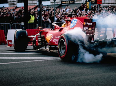 Lewis Hamilton performs donuts in Milan 